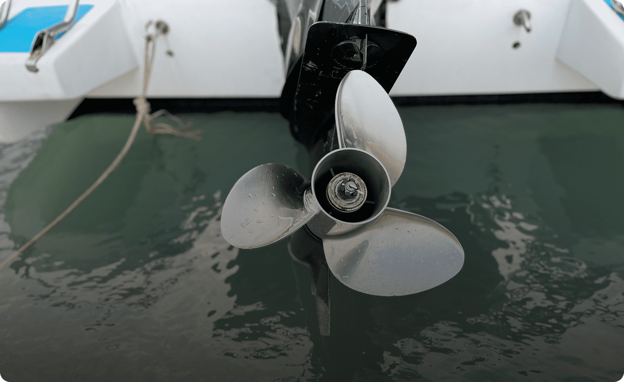 Propeller beneath boat's stern