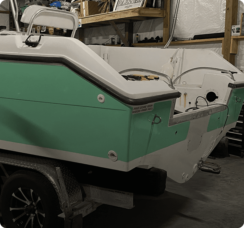 Boat restoration project in progress